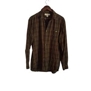 Tommy Bahama Men’s Long Sleeve Shirt Size L Brown Green Plaid TENCEL Button Up